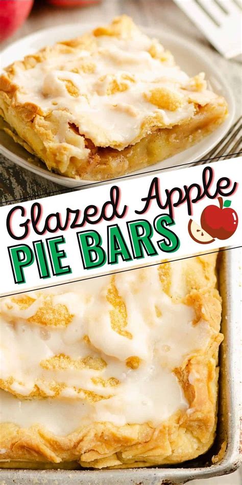 Glazed Apple Pie Bars In A Pan With The Title Overlay Reading Glazed