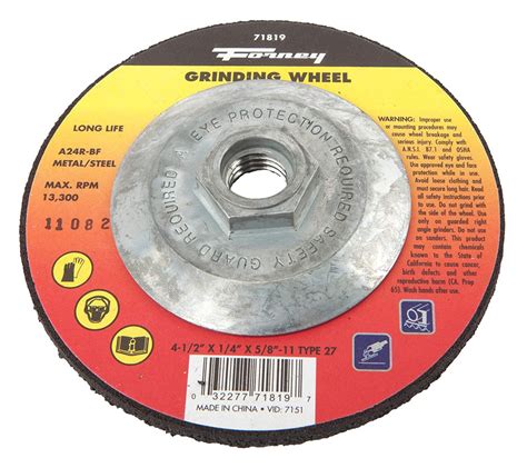 Forney 71819 Grinding Wheel With 58 Inch 11 Threaded Arbor Metal Type 27 A24r Bf 4 12 Inch