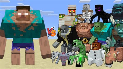 Mutant Herobrine Vs Mutant Creatures In Minecraft Epic Mob Battle