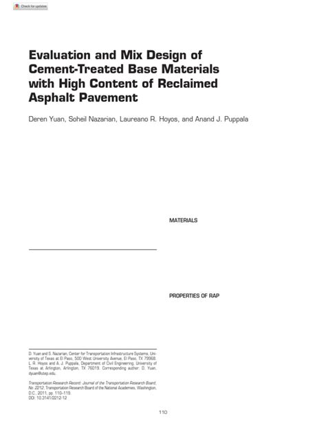 Cement Treated Base With High Rap By Sp Compaction Trb Pdf