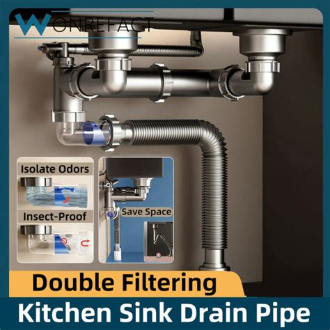 Kitchen Drain Pipe Anti Odor And Anti Blocking Sink Pipe Drain Pipe