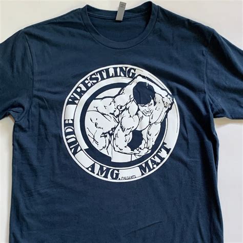 AMG Nude Wrestling With Matt Retro LGBTQ Gay Graphic On Size Medium Dark Blue Next Level
