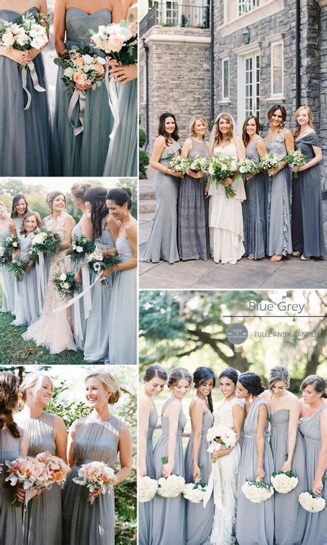 Blue Grey Chiffon Bridesmaid Dresses And Wedding Color Ideas 2015 With