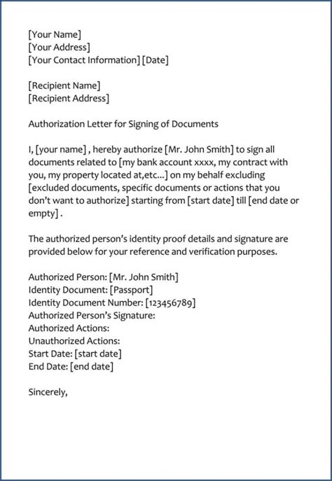 Authorized Signatory Letter