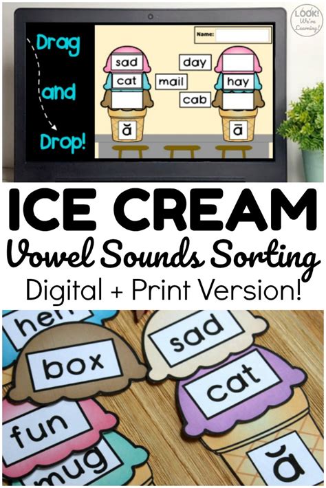 Ice Cream Sounds! Short and Long Vowel Sound Sorting Activity