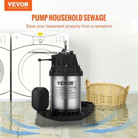 Vevor Sump Pump 12 Hp 3960 Gph Submersible Cast Iron Stainless Steel Water Pump 1 12 Npt