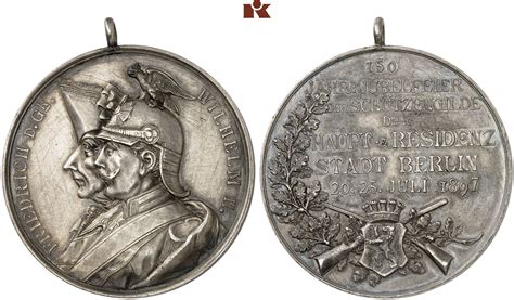 Wilhelm II 1888 1918 Tragbare Silbermedaille 1897 Marienb 7353