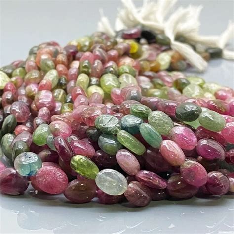 Natural Multi Color Tourmaline Smooth Oval Gemstone Beads Strand