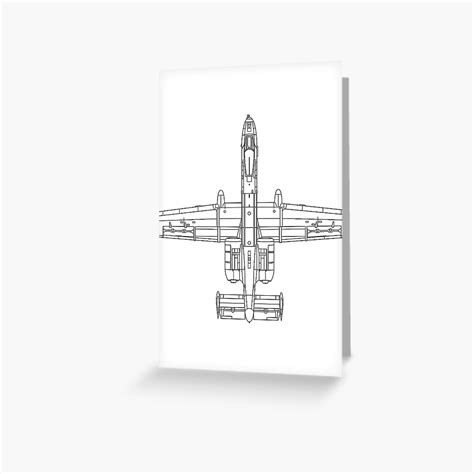 Fairchild Republic A 10 Warthog Silhouette Top View Greeting Card By