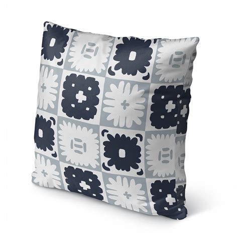 Floral Grid Light Blue Indooroutdoor Pillow By Becky Bailey Bed Bath And Beyond 35982768