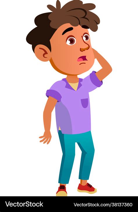 Shocked hispanic boy lost in thought cartoon Vector Image