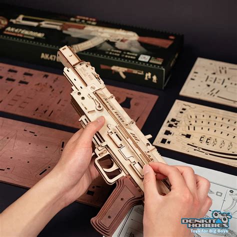 Ak 47 Assault Rifle 3d Wooden Kit Robotime Denkit Hobbies