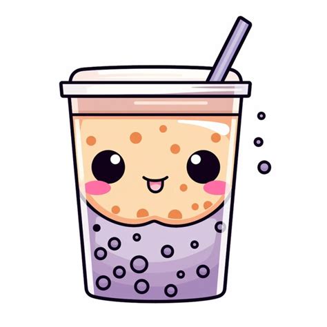 Premium Photo A Cartoon Bubble Tea With A Straw And A Straw In It