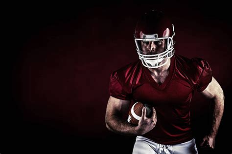 Collage Of A Football Athlete Gripping The Ball Photo Background And