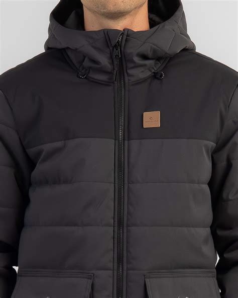 Shop Rip Curl Anti Series Ridge Hooded Jacket In Washed Black Fast