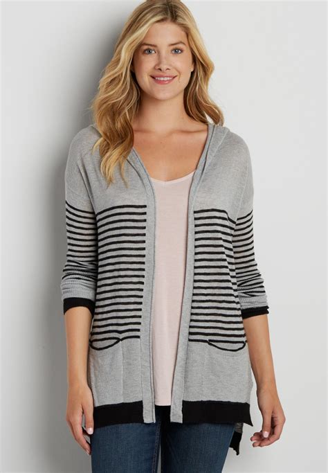 Lightweight Hooded Cardigan With Stripes Original Price 3400 Available At Maurices