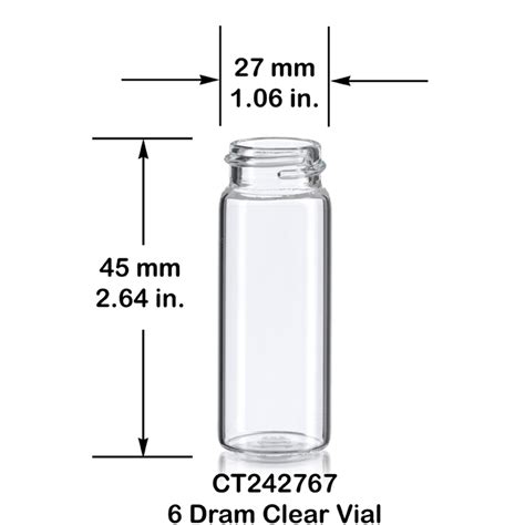 6 Dram Clear Glass Vial W Cap 144 In Stock