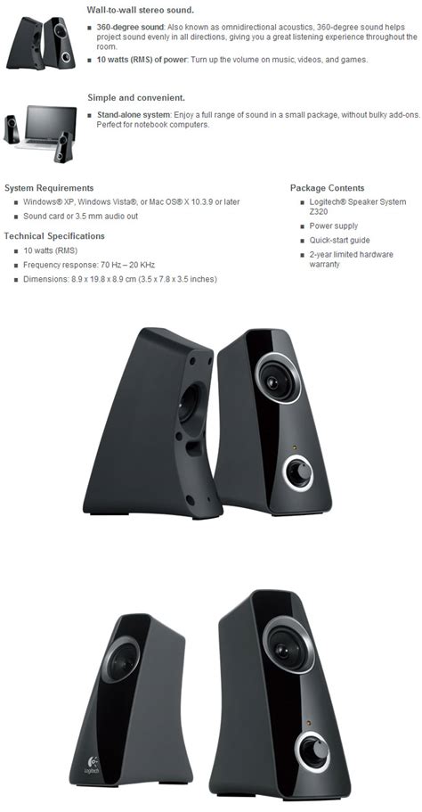 Buy Logitech Z320 Speaker System 980 000332z320 Pc Case Gear Australia