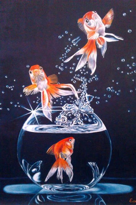 Goldfish Freedom Painting By Elena Kozyutenko Artmajeur