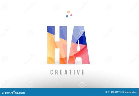 Orange Blue Alphabet Letter Ha H A Logo Icon Design With Dots Stock