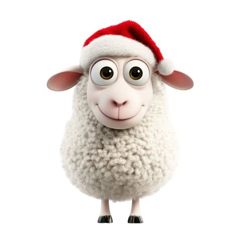 Adorable Sheep In Santa Hat 53577800 Png
