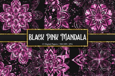 Black Pink Mandala Glitter Background Graphic By PinkPearly Creative