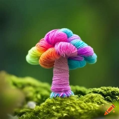 Colourful Floss Mushroom Growing On Moss On Craiyon