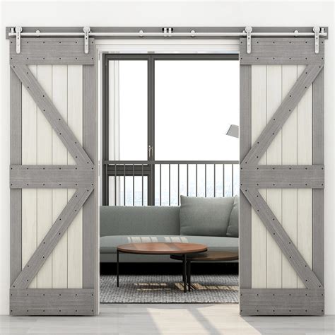 CCJH Stainless Steel Sliding Barn Door for Double Wood Door Hardware