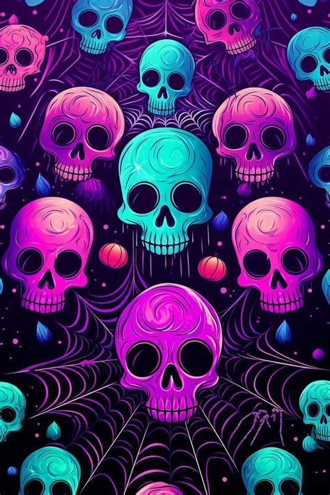 Enchanting Teal & Purple Skulls Wallpaper for Halloween | Skull wallpaper, Colorful skull art ...