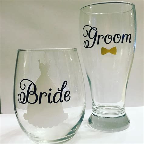 Bride Groom Gift Set Bride 21oz Stemless Wine Glass Etsy