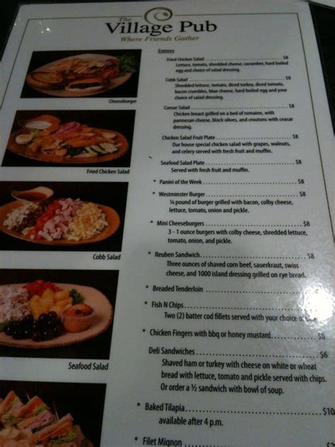 Menu At The Village Pub West Lafayette N Salisbury St Westminster Village