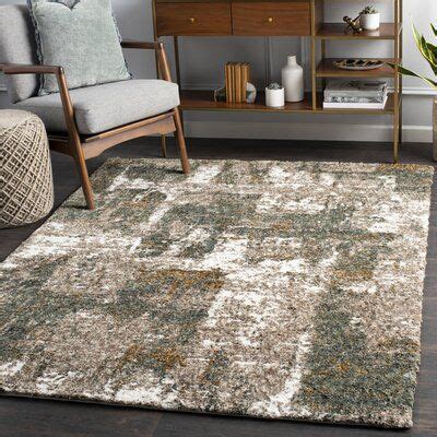 Trent Austin Design Maestas Abstract Shag Cream Dark Green Area Rug