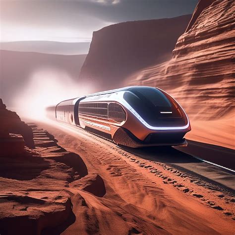 Un Tren De Alta Velocidad Futurista En Un Ferrocarril Del Desierto