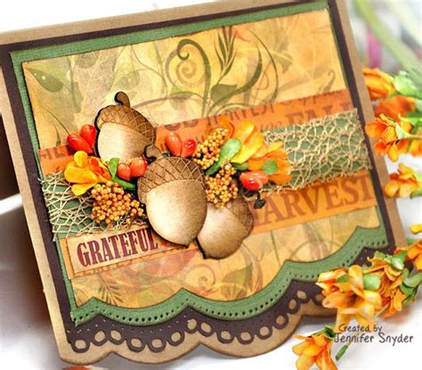 Thanksgiving Acorn and Flower Greeting Card