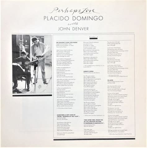 Placido Domingo With John Denver Perhaps Love LP Album