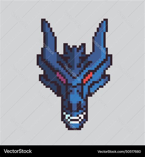 Pixel art dragon head Royalty Free Vector Image