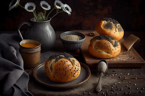 Dulces Bollos Caseros De Semillas De Amapola Con Semillas Para El