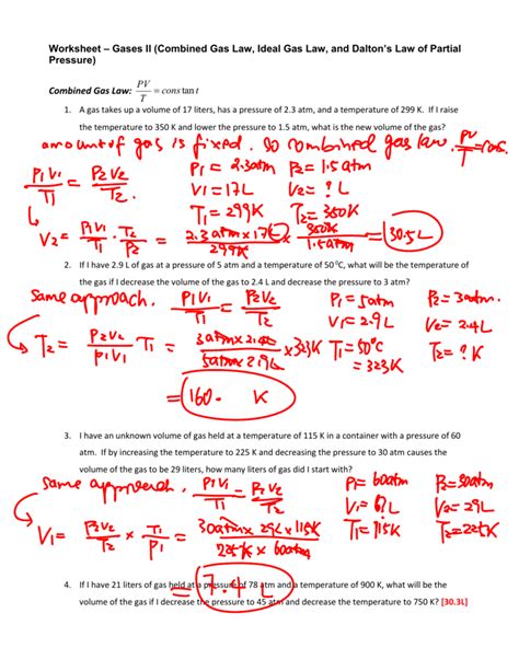 Combined Gas Law Lesson Plan Grade