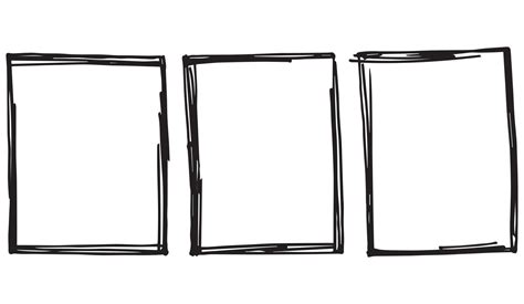 hand drawn Set of black and white doodle rectangle frames 5725037 ...