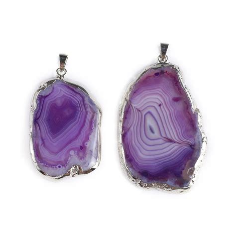 Pierre Naturelle Pmotslice Agates Slice Pour Femme Onyx Violet Irr