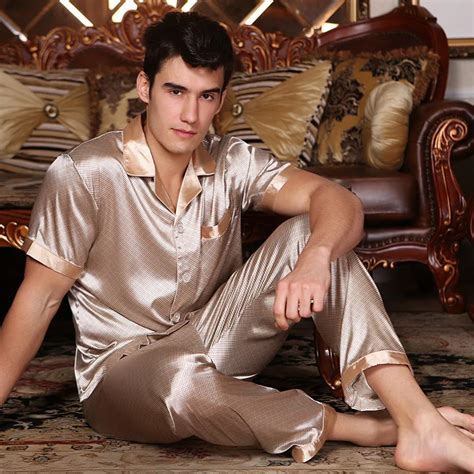 Men S Stain Silk Pajama Set Men Pajamas Silk Sleepwear Men Sexy Modern Style Soft Cozy