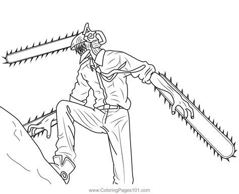 Denji as a Chainsaw Man Chainsaw Man Coloring Page | Coloring pages for ...