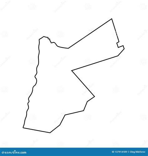 Jordan Outline Map State Shape Country Borders Cartoon Vector