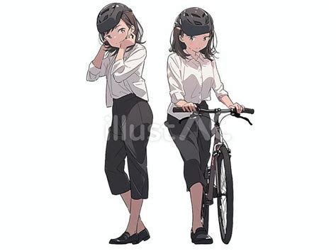 自転車用のヘルメットをかぶった女の子イラスト No 23822747／無料イラストフリー素材なら「イラストac」