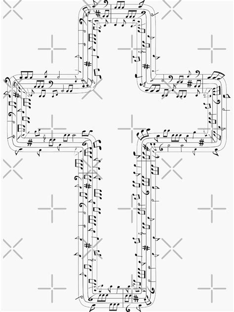 Music Notes Shaped In Cross Symbol Sticker For Sale By Itrending