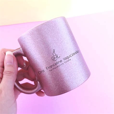 Caneca Glitter Rosa Personalizada