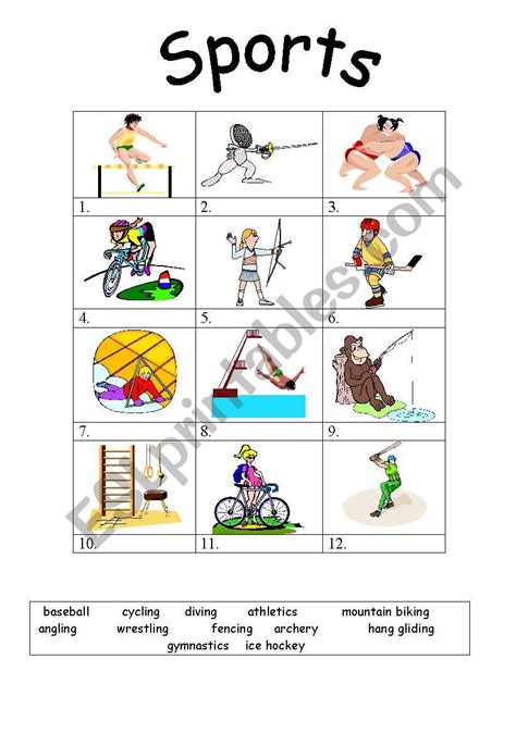 Sports ESL Worksheet By IngeDS