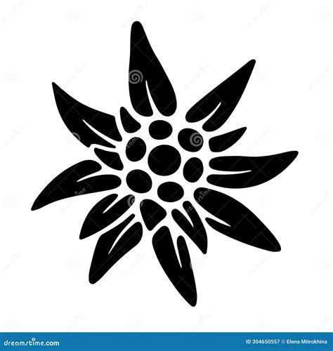 Edelweiss Icon Black Silhouette Of A Mountain Flower Symbol Of The