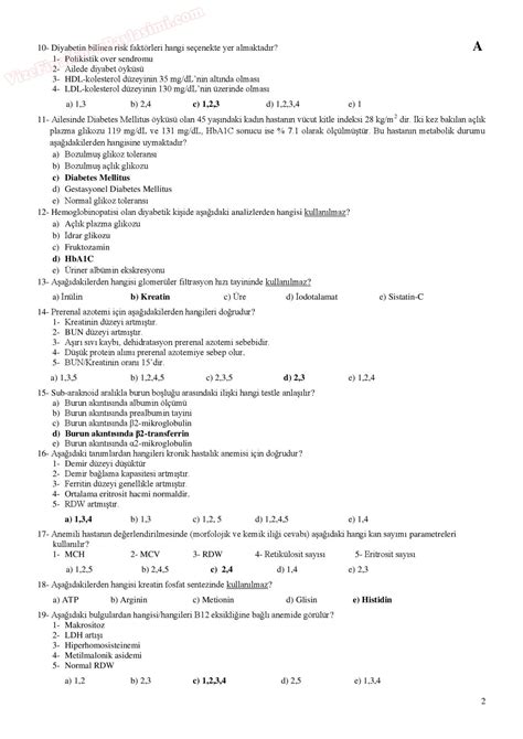 Klinik Biyokimya Dersi Sayfa 2 Vize ve Final Soruları Paylaşım