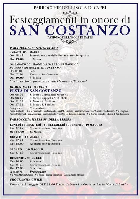 San Costanzo Il Programma Civile E Religioso Dei Festeggiamenti